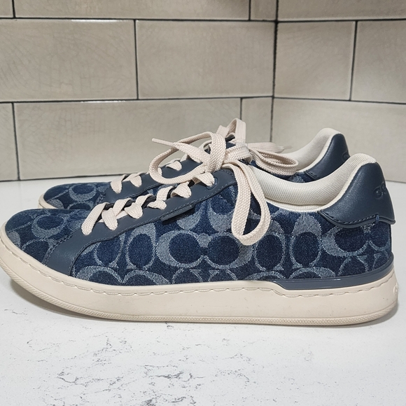 Coach CS106 Blue Demin Signature C's Shoes Womens 8.5B Coach Retail - Picture 3 of 10